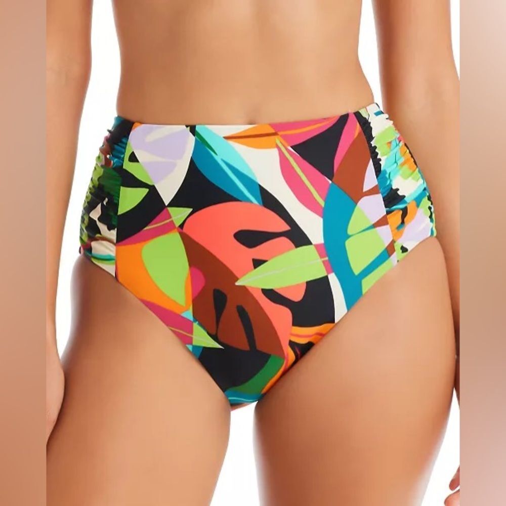 NWOT BAR III |‎ Women's Tropical Dreams Side-Shirred High-Waist Bikini Bottoms